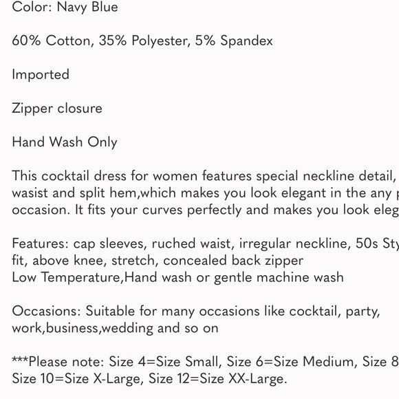 𝅺ELEGANT Front SplitBusiness Formal Vintage Slim Dress B700, Navy Blue - Picture 8 of 8